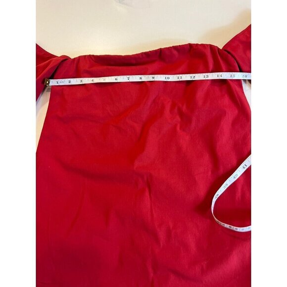 Theory Laureema Off Shoulder Top Red Long Puff Sleeves 2 Holiday Party Resort - Picture 6 of 7